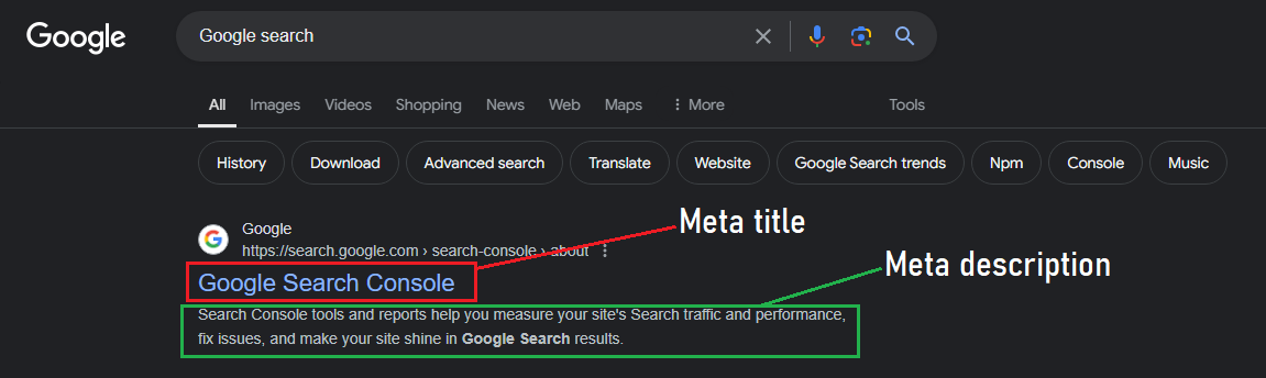 Seo meta tag